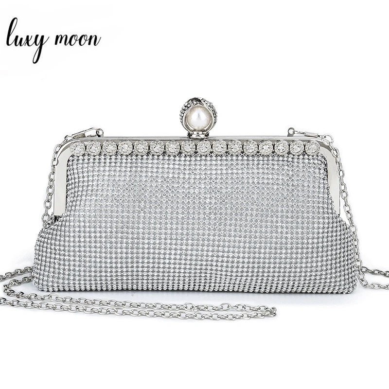 Women's Wedding Clutch Bags Luxury Design Silver Rhinestone Evening
