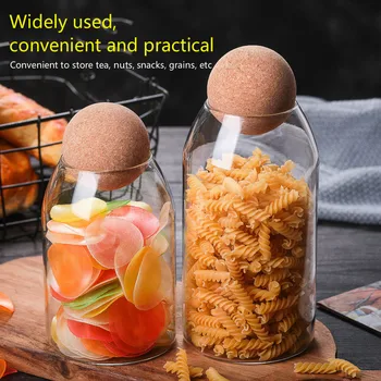 

Borosilicate Transparent Lead-Free Glass Sealed Can Storage Tank Grains Storage Jar Creative Cork Tea Containers