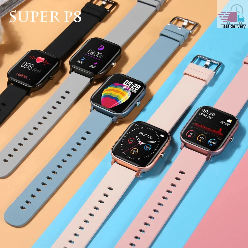 P8 1.4 Inch Smart Watch Men 2021 Full Touch Fitness Bracelet Tracker Blood Pressure Ecg Clock Ladies GTS Smartwatch for Xiaomi