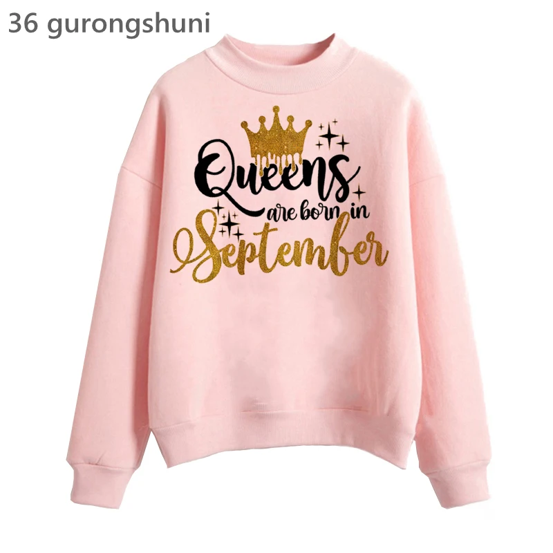 New Arrival 2022 Funny Hoodies Women Golden Crown Queen Are Born In January To December Graphic Print Sweatshirt Winter Clothing