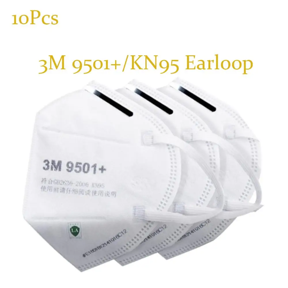

3M N95 9501+ Earloop Disposable Face Mask Bacteria Proof 10Pcs Face Mask Mouth Cover Filter Dustproof Protective Mask White