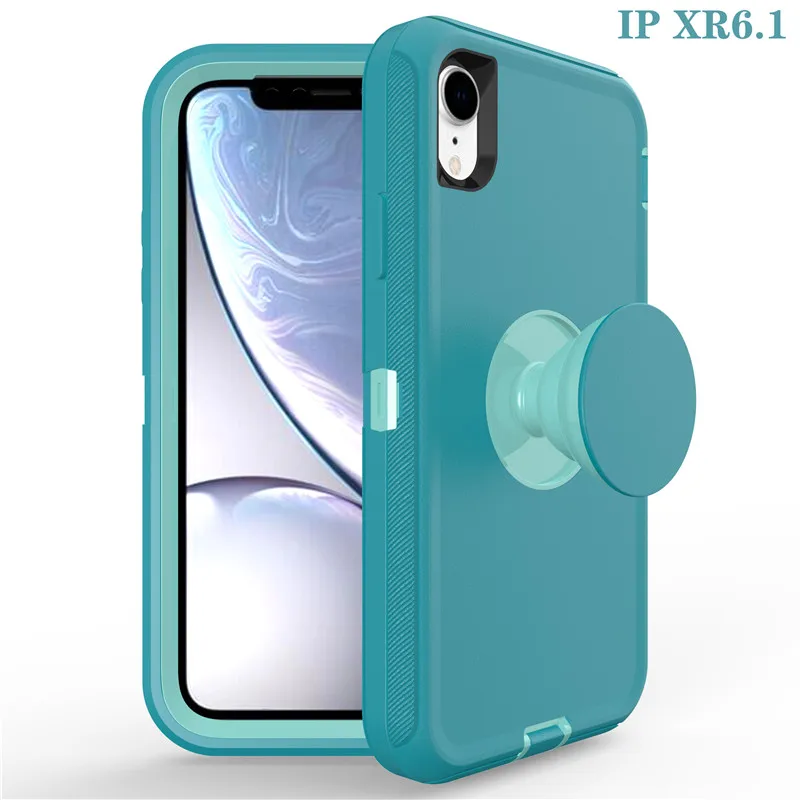 

360 Degree Full Body Screen Protector Cover Case For iPhone 6 8 7 Plus x xr xs max Flexible Stand Robot Shockproof Hybrid Armor