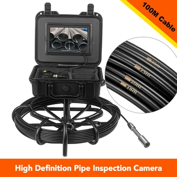 

7 Inch Fishing Finder 100m Pipeline Inspection Video Camera Color LCD Monitor 360 Degree Rotating Pipe IP68 Borescope Endoscope