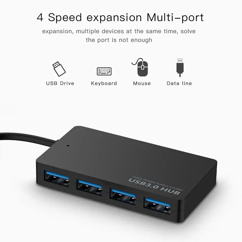 USB Hub GRiS USB 3.0 4 PORT HUB High Speed Data Transfer Convertor Support Mutli Systems Plug and Play USB Adapter