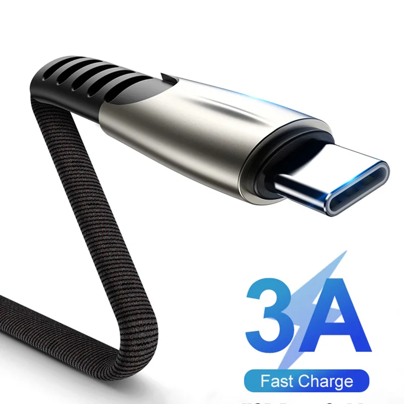 Black Кабель usb type C для xiaomi mi6 redmi USB C кабель для мобильного телефона Быстрая зарядка для samsung huawei type C кабель usb type-C устройств - Цвет: Black