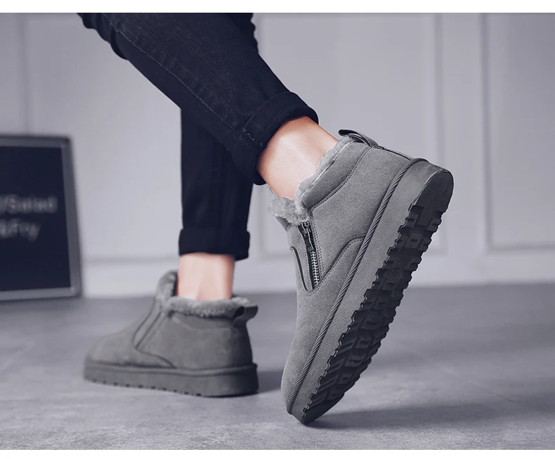 men women winter warm work boots with plush fur casual lightweight ankle boots waterproof anti-skid outdoor sneakers sports shoes couple unisex plus size shoes (35)