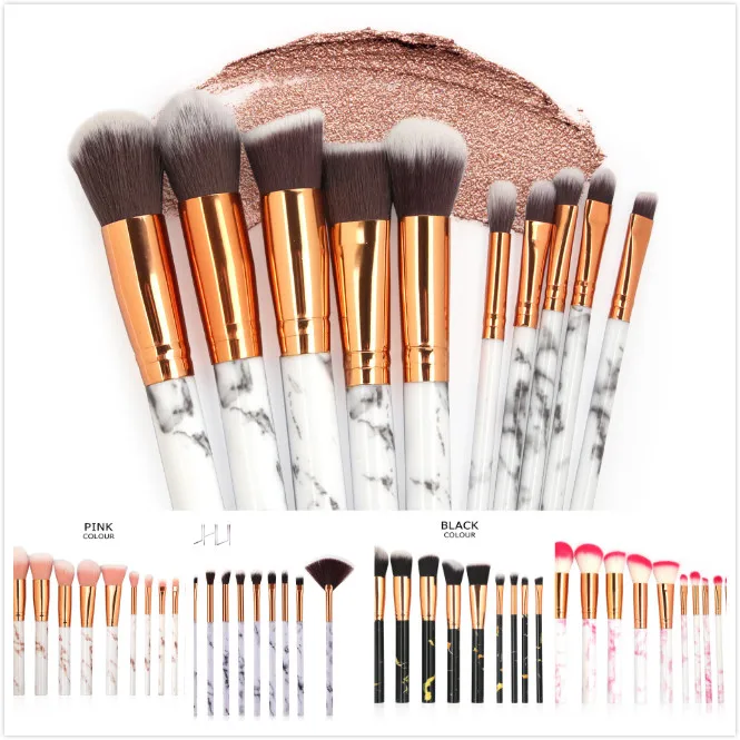 MAANGE 10 pcs/Set Professional Marbling Makeup Brush Eye Shadow Foundation Contouring Tools | Красота и здоровье