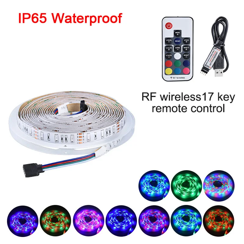 IP65 RGB RF 17 Key EeeToo, Ночной светильник, 5 В, USB питание, Светодиодная лента, светильник RGB/белый/теплый белый, 2835 SMD, DIY, HD tv, Настольная подсветка и смещение, Домашний Светильник ing - Испускаемый цвет: IP65 RGB RF 17 Key