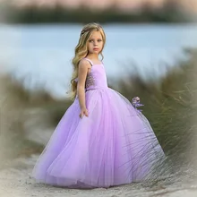 Ins/Детская фатиновая одежда принцессы с бантом для свадебной вечеринки; платье-пачка с оборками; цвет белый, фиолетовый; милое летнее платье в западном стиле для маленьких девочек