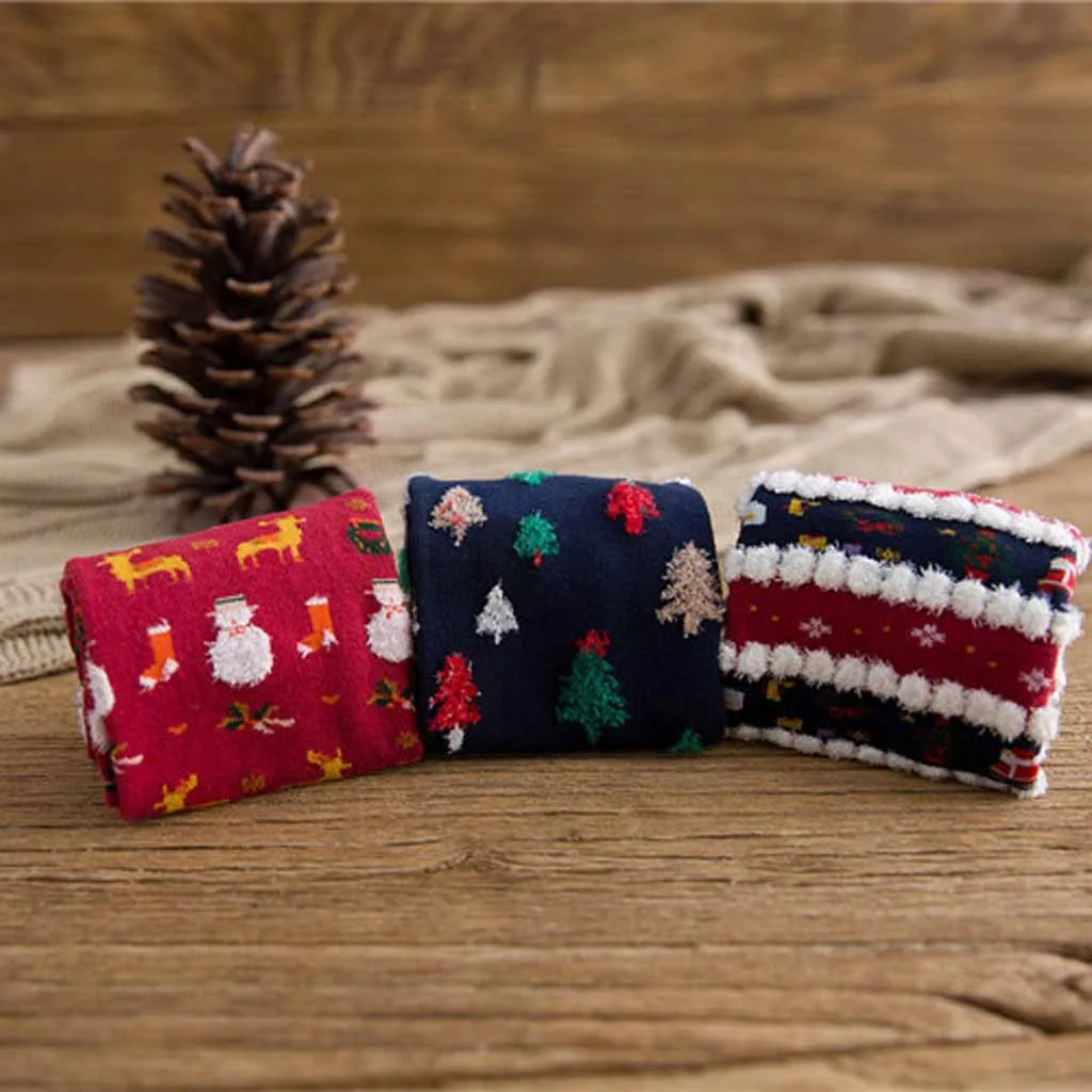 Рождественские носки для женщин, партия, хлопковые, Skarpetki, забавные, милые, снежинки, Санта Клаус, мультяшный принт, счастливые носки-тапочки, Sokken Dames OY40