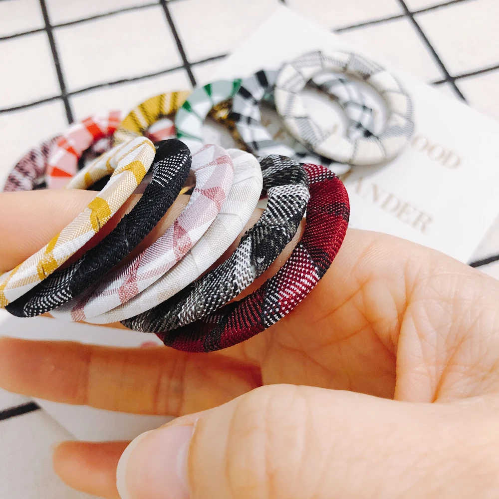 4 pieces / lot DIY Simple Fabric Lattice Ring Geometric Retro Autumn Winter Earrings Earrings Accessories Other