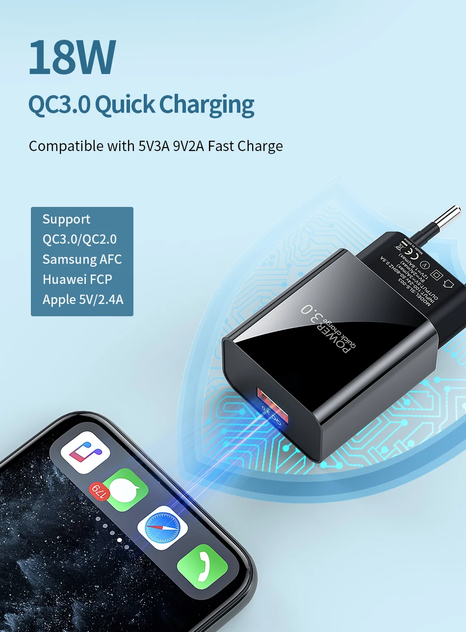 Udyr 3A Быстрая зарядка 3,0 USB зарядное устройство ЕС США Быстрая зарядка портативная зарядка для iPhone samsung Xiaomi huawei зарядное устройство для мобильного телефона