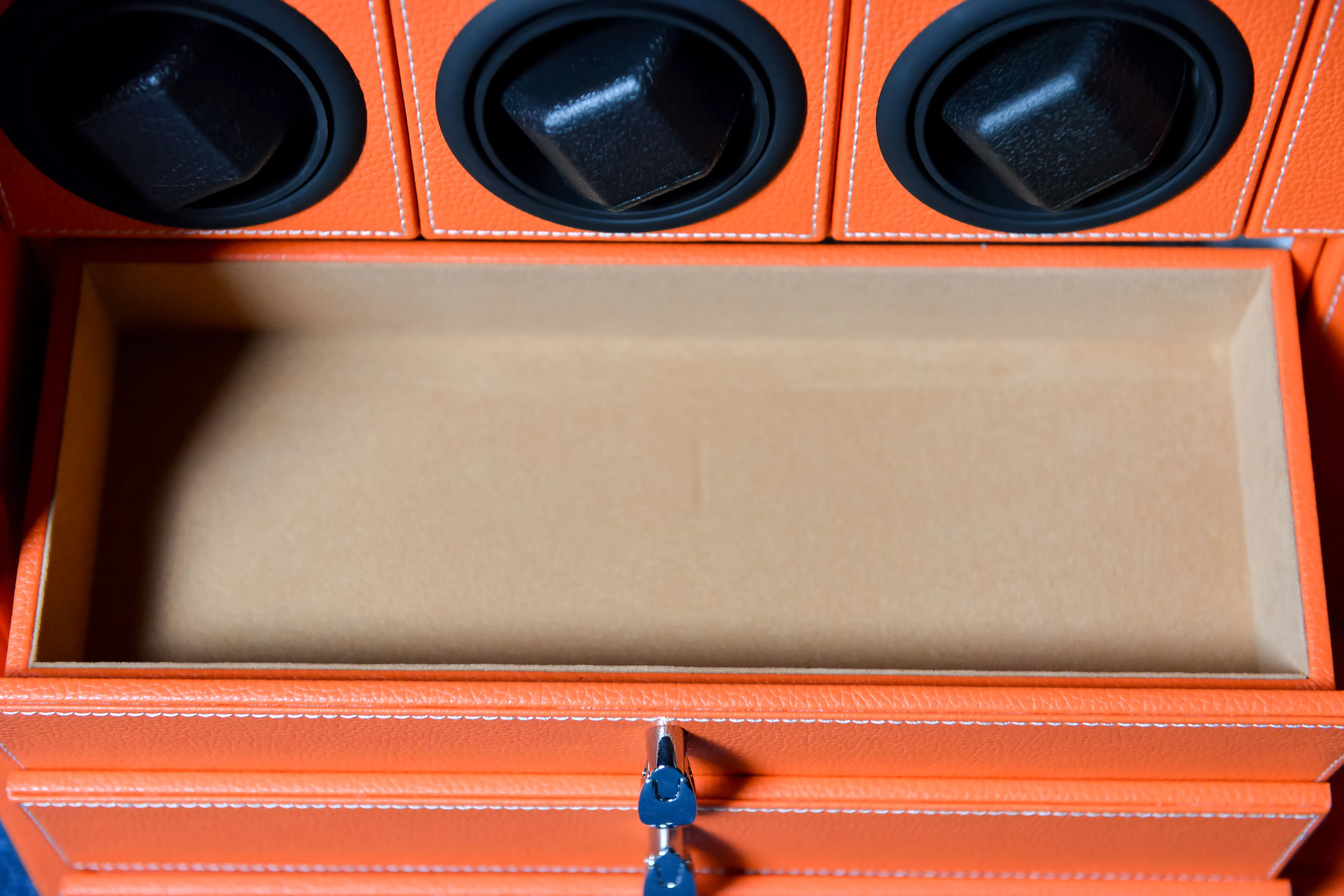 Custom Luxury Biometric Watch Winder Safe Box with 6, 9, or 12 Automatic Watch Rotating... - SKU LAWW1107 - UGI Packaging