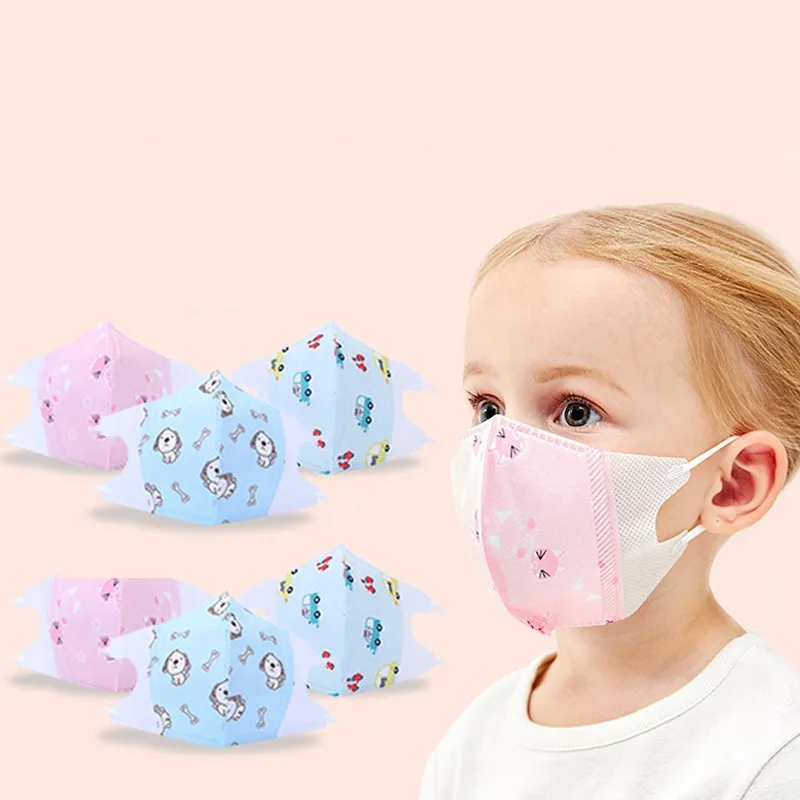 

10Pcs 3D High Quality Cartoon Protective Mask As KN95 For Kid Anti PM2.5 Dust Earloop Disposable Meltblown 4 Layer Masks
