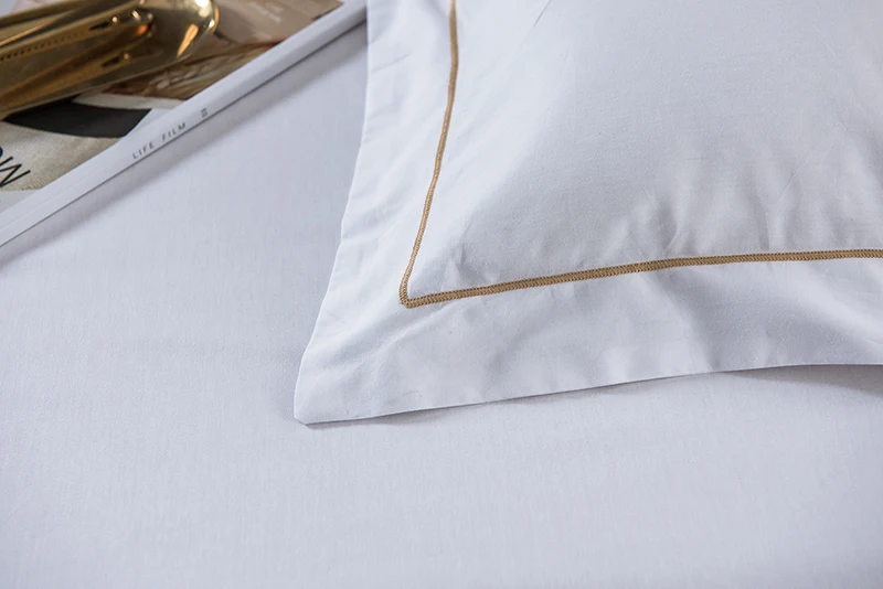 Вышитый хлопок белый серый комплект постельного белья для гостиниц Роскошный Королевский размер ультра мягкий пододеяльник набор гладкая простынь наволочки