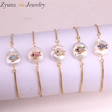 10PCS, cz tiny fish charm freshwater pearl bead charms gold link bracelet for women brithday jewelry gift