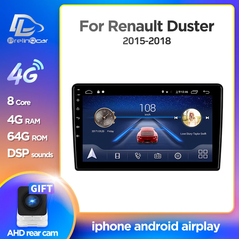 Автомагнитола Prelingcar Android 10 0 для Renault Duster 2015 2018 мультимедийный видеоплеер с GPS