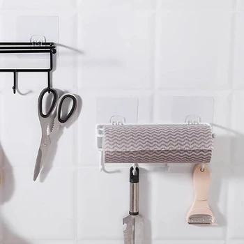 

Kitchen Tools Organizer Iron Storage Towels Rack Bathroom Towels Hanger Roll Paper Holder Cupboard Hanging Shelf Hooks On Wall