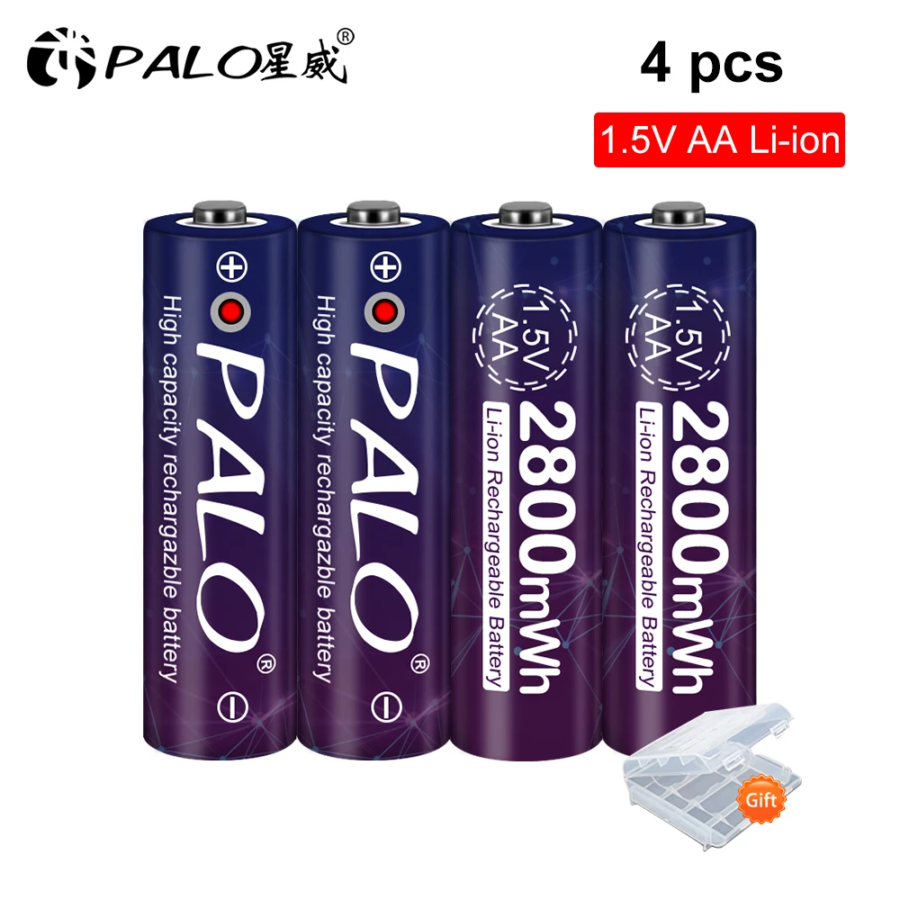 Bateria recarregável do lítio aa 2a do íon 1.5 v li da bateria 2800mwh do li-íon 1.5 v aa de 2-8 pces para relógios, ratos, computadores, brinquedos