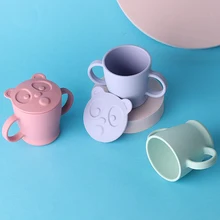 Bol en Silicone pour bébé, cuillère enfants, gobelets d'eau avec couvercle, tasse de dessin animé pour garçons filles, bouteille de boisson, récipient de collation pour enfants 