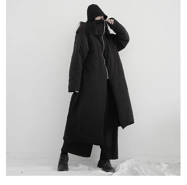 Autumn Winter Trench Coat for Women Streetwear Coats Female Plus Size Medium Thickened zipper Wizard Hat Cotton Coat