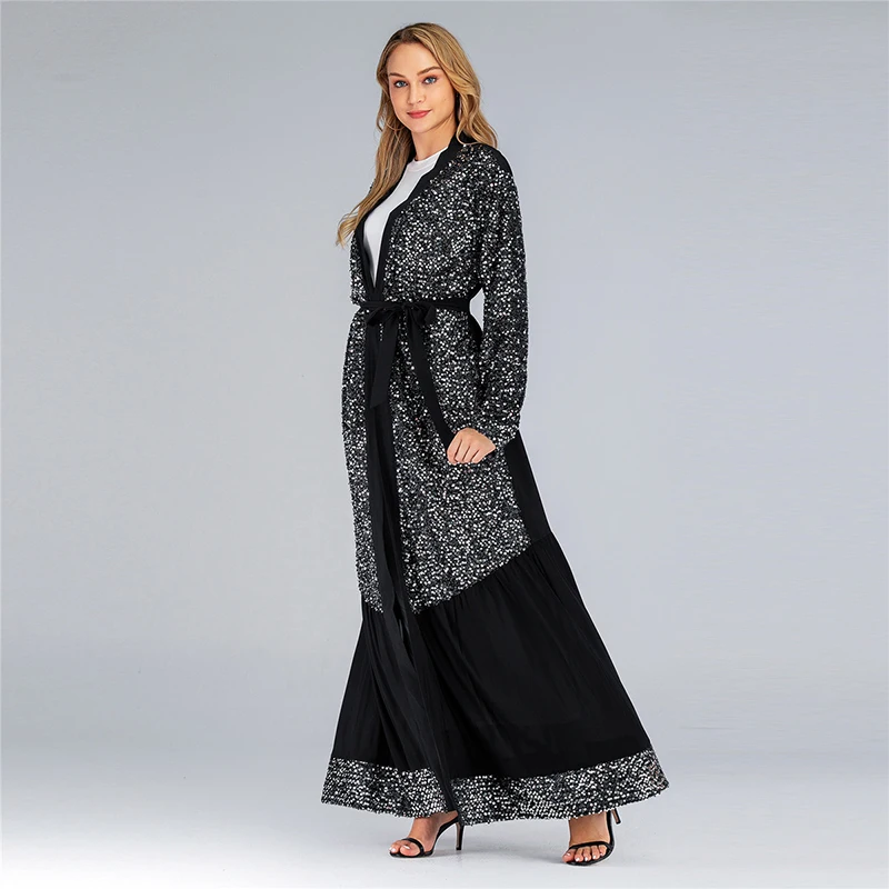 Кимоно abaya Дубай с блестками мусульманское платье ислам одежда Абая для женщин турецкий хиджаб платье кафтан марокканский кафтан Djelaba Femme