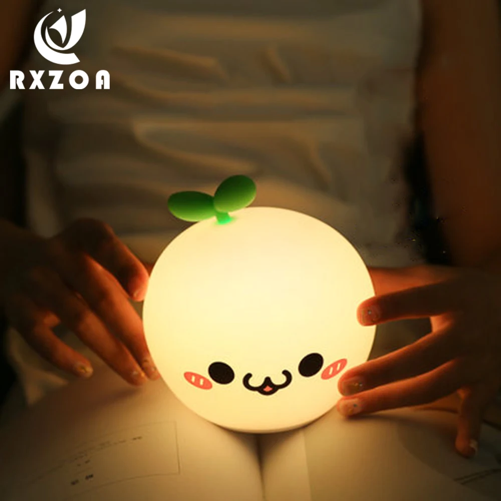 Sensor de Toque Macio dos Desenhos Colorido dos Desenhos Lâmpada para Crianças Night Light Lâmpada Silicone Animados Criativo Bonito Presente Noite Luz Usb Led 10 Luzes noturnas