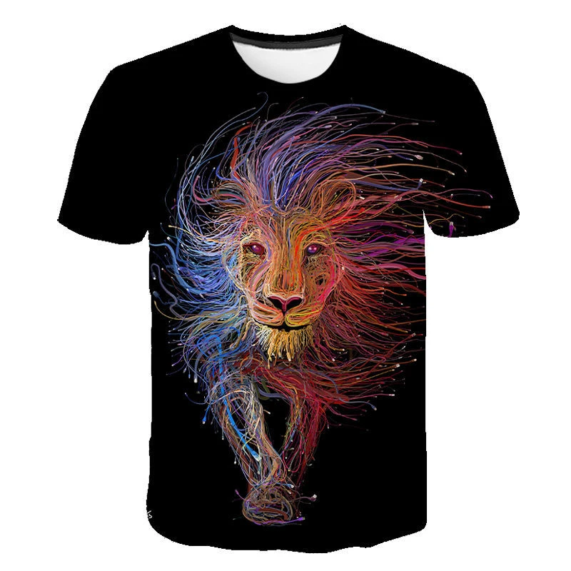 

3D Printing Lion T Shirt Men Clothing Hiphop Animal Tee Homme Cool Human Eboy Breathable Swea Quick-drying Man Short Sleeves
