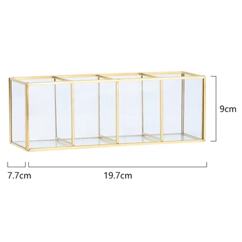 

LBER Nordic Gold Grid Glass Flip Storage Tank Box Luxury Modern Cosmetics Storage Box Container Micro-Landscape Flower Room C