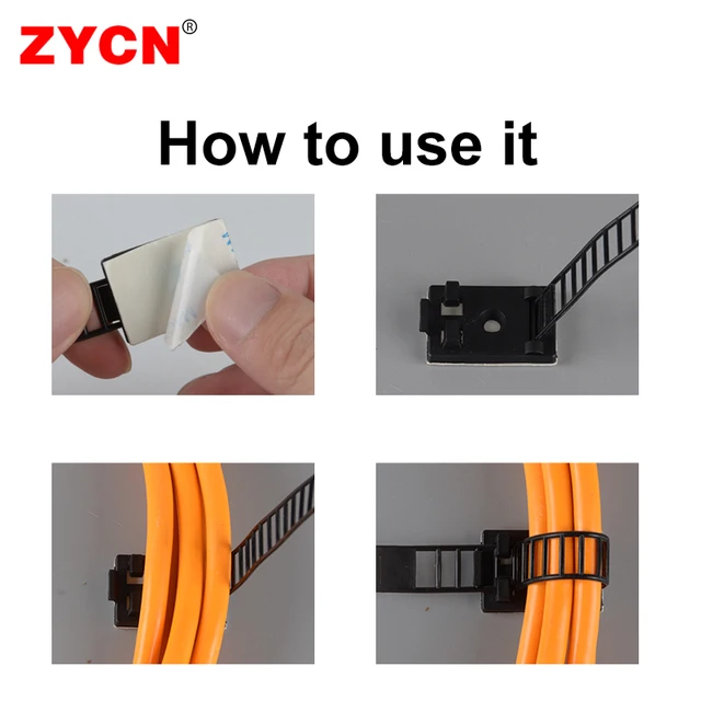 100Pcs Adjustable Cable Tie Fixing Cable Organizer Wire Holder Management  Desktop Workstation Wire Sticky Back Glue line Clamp - AliExpress
