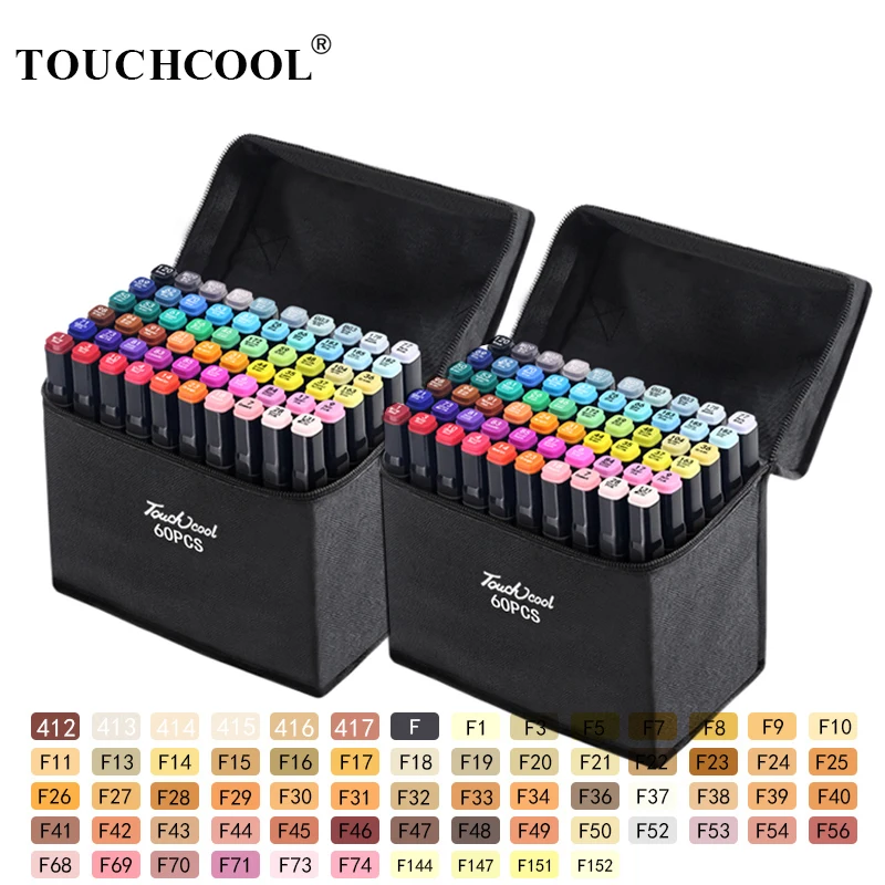 

TOUCHCOOL Art Marker 168 Color Marker Pen Watercolor Brush Pen Sketch Marker Dual Tip Drawing Art Brush Pens Alcohol Based