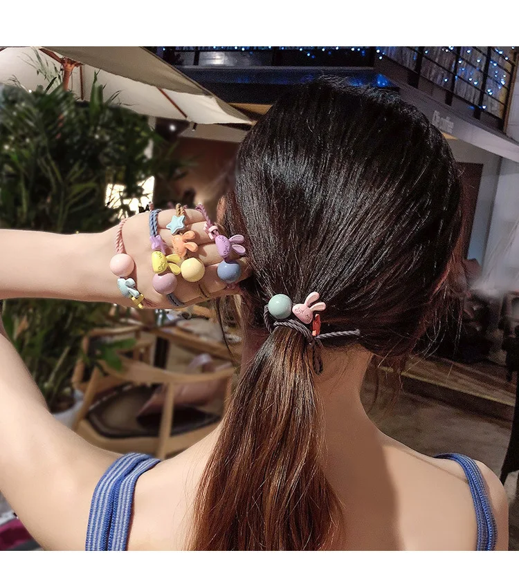 US $148.00 200pcslot DIY Simple Multi Acrylic Bunny Balls Rubber Bands Elasticity Pentagram Hair Bands Styling Tools Accessories HA1509