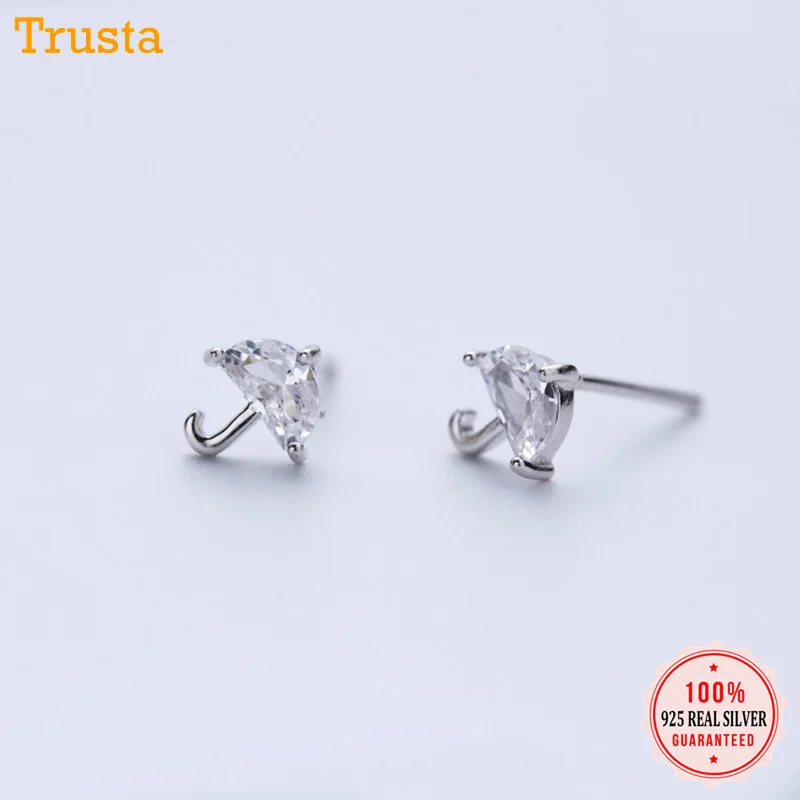 Trustdavis 925 100% 2019 Твердые Настоящее серебро зонтик CZ серьги гвоздики подарок для обувь девочек Малыш леди для женщин Jewelry DA196