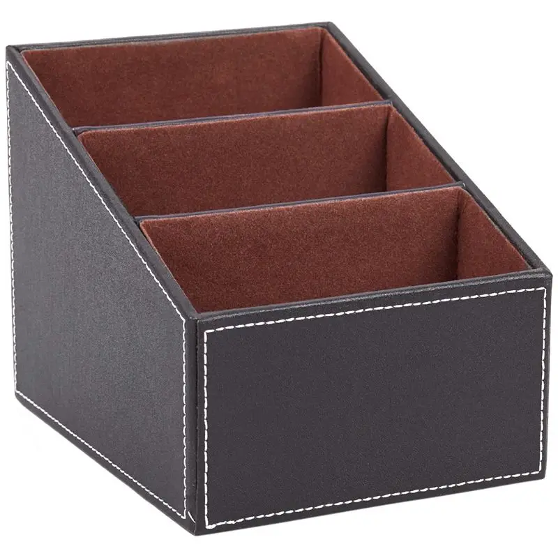 1pcs bőrből Zárkózott vezérlő Kadmium Szervező telefont asztali tárolására box(brown)