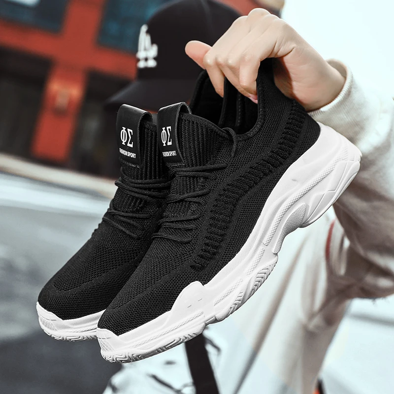 

High Quality Shoes Breathable Male Comfortable Lightweight High Quality Shoes Men Mesh Walking Lace Up Black Sneaker Summer