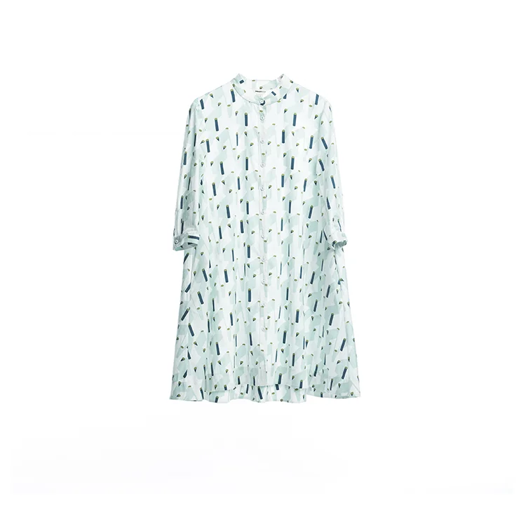 IRINAFC26 FW Collection women clothing stand collar three quarter sleeve long shirt dress