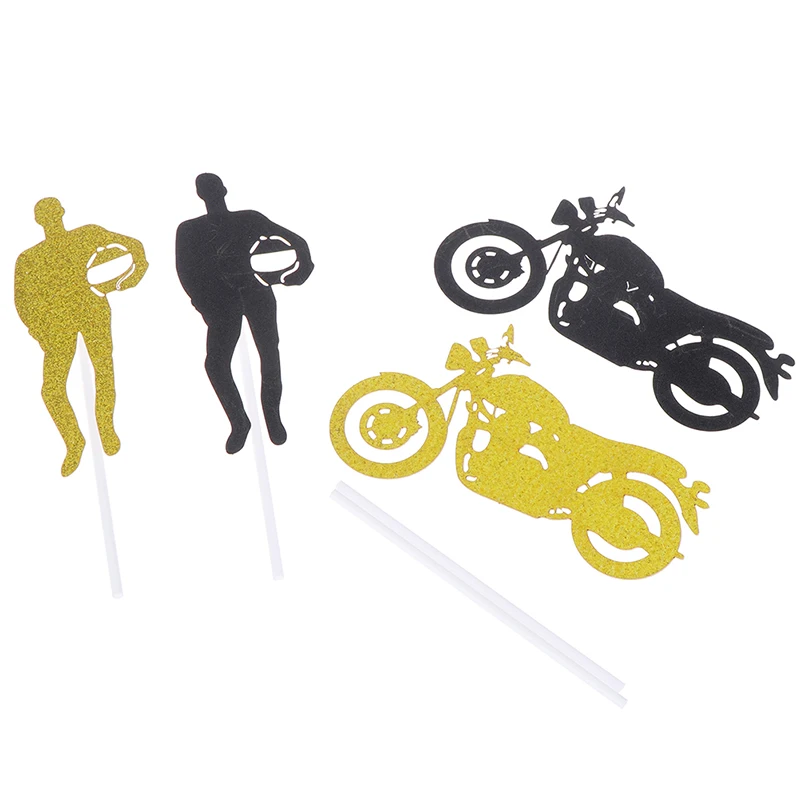 Party Cupcake Toppers Wedding Baby Shower Gold Glitter Paper Twinkle Star Cup Cake Toppers Creative Motorcycle Cake Decoration