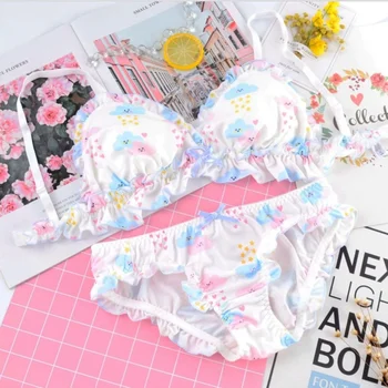 

Sweet Sexy Lace Bras Set Women Thin Fairy Shining Stars Bralette Strawberry Lingerie Set Seamless My Melody Bow Breast Underwear
