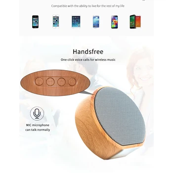 

Wood Grain Wireless Bluetooth Speaker Portable Mini Subwoofer Audio Gift Stereo Loudspeaker Sound System Support TF AUX USB A60