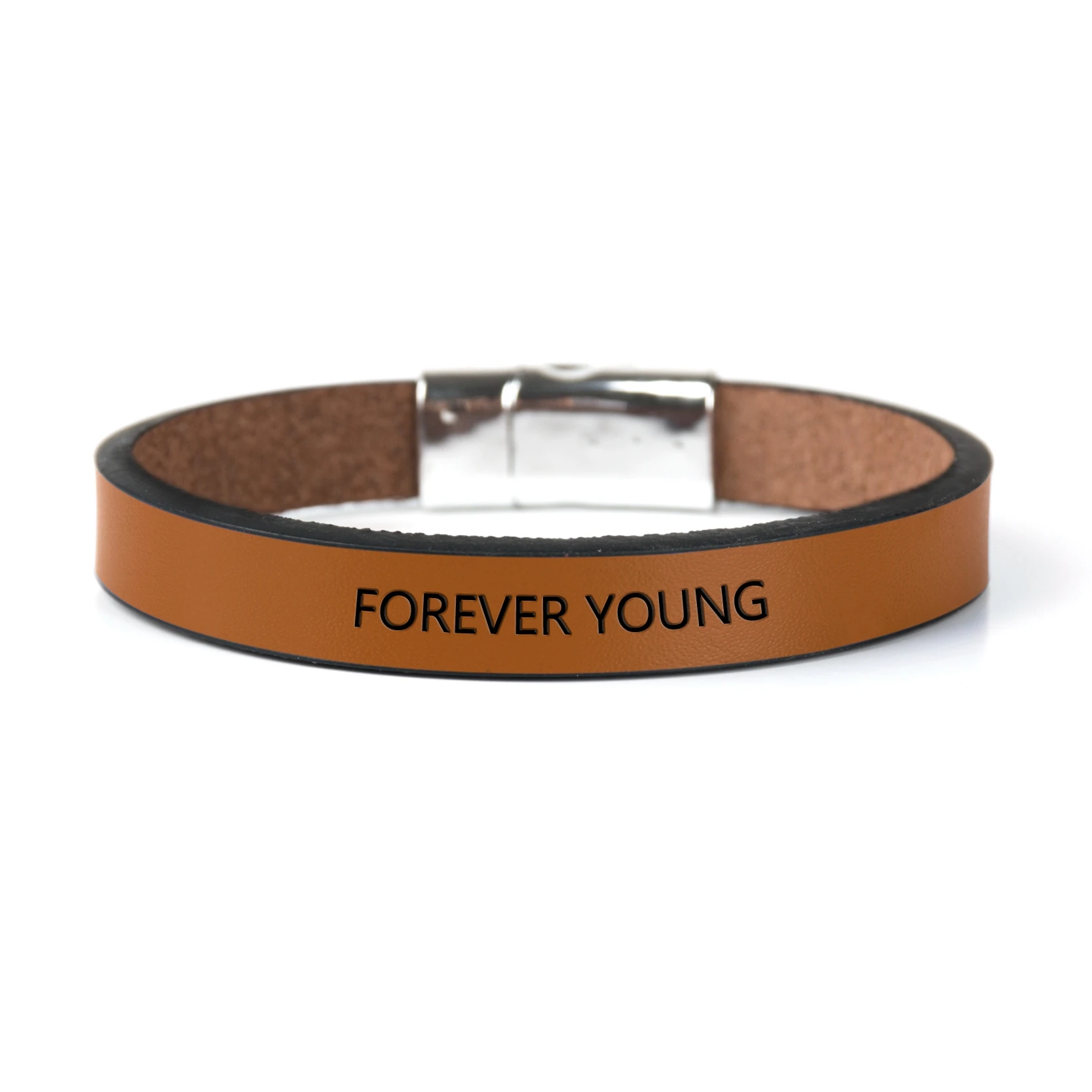 FOREVER YOUNG кожаный браслет сообщение манжеты браслеты для женщин и мужчин браслет с защелкой мантра манжета персональный подарок