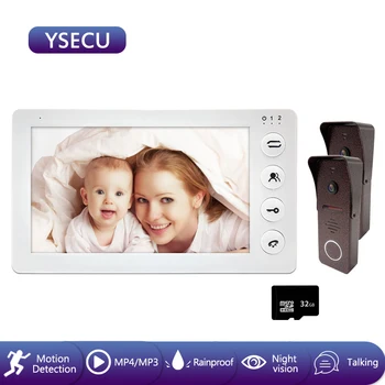 

YSECU 7 inch Video Door Phone Intercom System with 2 Cameras Doorbell Call Panel Wired Home Intercom with Motion Sensor 1200TVL