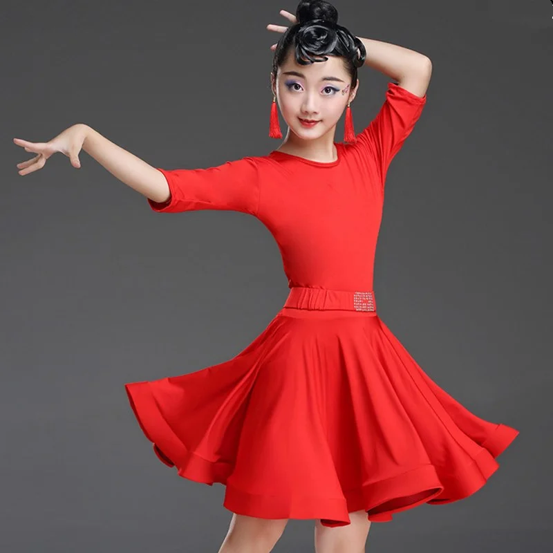 

Платье для девочек для латиноамериканских танцев, платье для бальных танцев, Румба, Самба, бархатная детская юбка для самбы, ча-Танго, стандартная юбка для сальсы