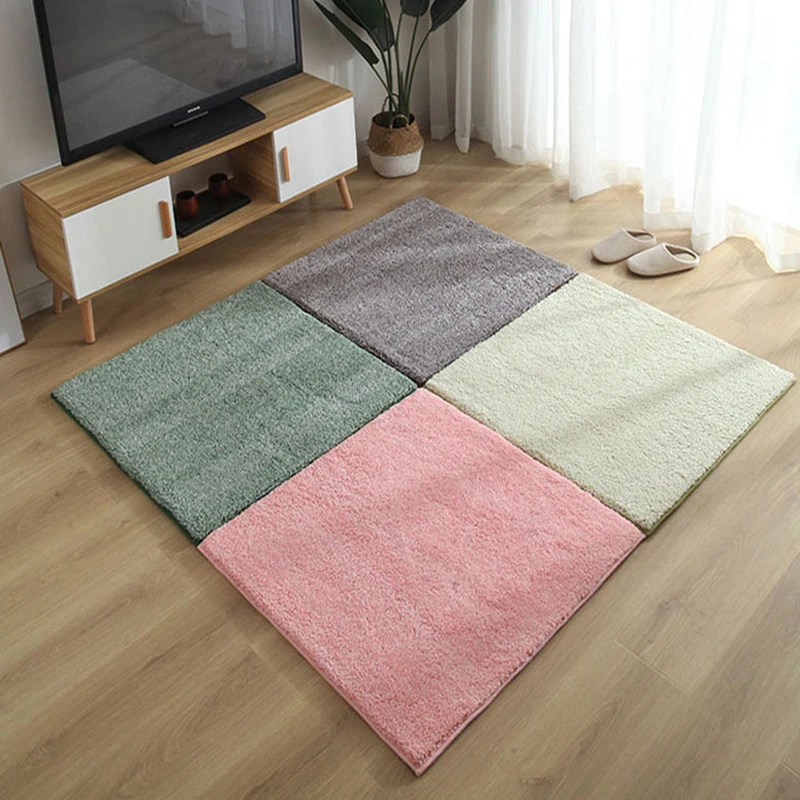 

2Pcs Antislip Floor Carpet Soft Velvet Puzzle Mat Colorful Baby Crawling Mats Decorative Area Rugs For Living Room Bedroom Decor