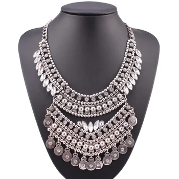 

New Arrival Latest Design 2020 Fashion Crystal Necklace Alloy Chain Statement Chunky Vintage Pendant Elegant Bride Necklace