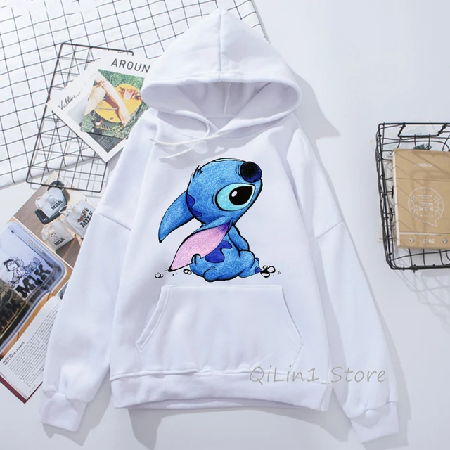 US $9.50 Funny Kawaii Lilo and Stitch print women’s sweatshirt unisex hat hoodies spring autumn thin sweat f