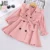 HE Hello Enjoy Toddle Kids Jacket Baby Girls Solid Sleeves Coat Осенняя Двубортная Верхняя Одежда С Поясом Детская Одежда