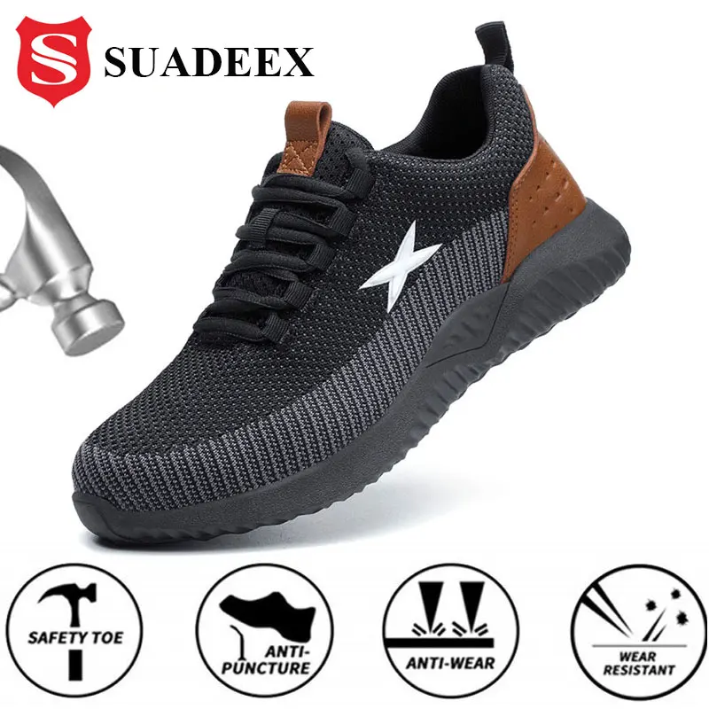 

SUADEEX Safety Work Shoes Men with Steel Toe Cap Construction Work Boots Breathable Men Work Safety Sneakers New Safety Footwear