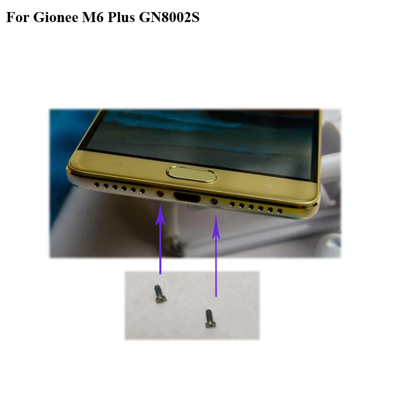 

2PCS Gold For Gionee M6Plus GN8002S Buttom Dock Screws Housing Screw nail tack t For Gionee M6 M 6 Plus GN 8002S Mobile Phones