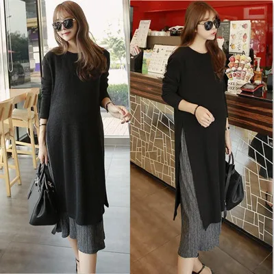 

Korean-style 2018 New Style Pregnant Women Autumn Clothing Dress Loose And Plus-sized Long Sleeve Mid-length Maternity Clothes S