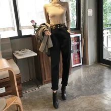 Высокая талия, Леопардовый узор, строчка, свободная талия, брюки для папы, брюки, свободные джинсы, женская мода